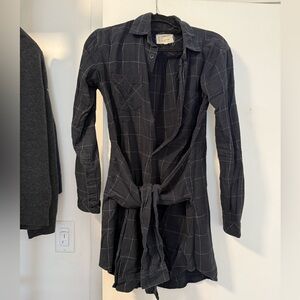 Current/Elliott Dark Plaid Shirt Dress